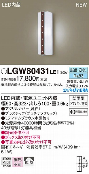 LGW80431LE1 pi\jbN |[`Cg LEDiFj (LGW80431 LE1)