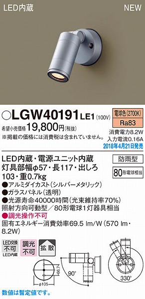 LGW40191LE1 pi\jbN OpX|bgCg Vo[^bN LEDidFj (LGW40191 LE1)