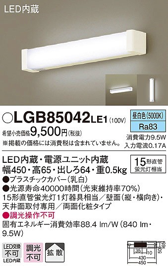 パナソニック　NNN12295 LE1　LED（昼白色）　ミラーライト