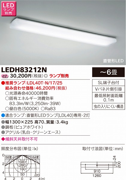 LEDH83212N 東芝 キッチンライト LED ～6畳 (LEDH83212 同等品)
