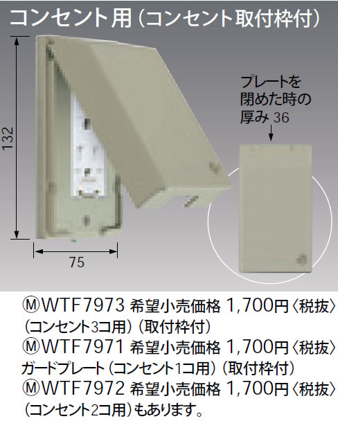WTF7971 パナソニック ガードプレート (樹脂製) (コンセント1コ用) (取付枠付)
