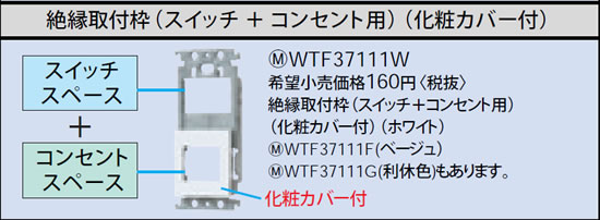 WTF37111F パナソニック ベージュ 絶縁取付枠 (スイッチ＋コンセント用) (化粧カバー付)