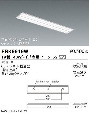 ERK9919W Ɩ ʊJ T8 40W~2 LED