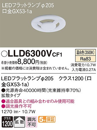 LLD6300VCF1 pi\jbN LEDtbgv pv 205 F gU (GX53-1a)