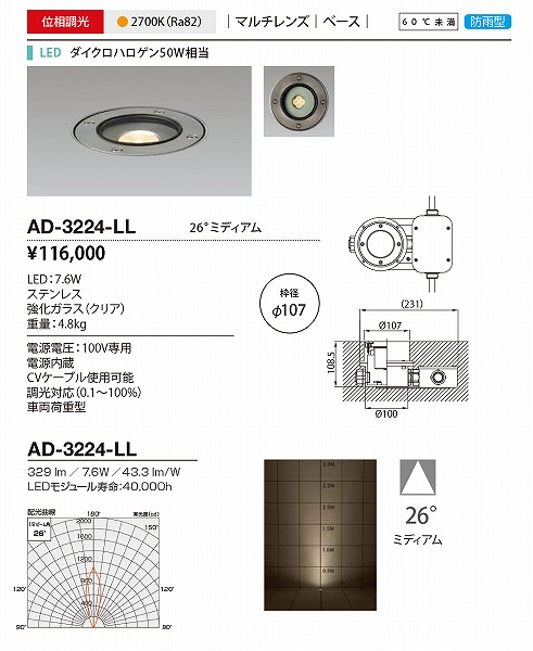AD-3224-LL RcƖ o[hCg nݏƖ 107 LED dF  p