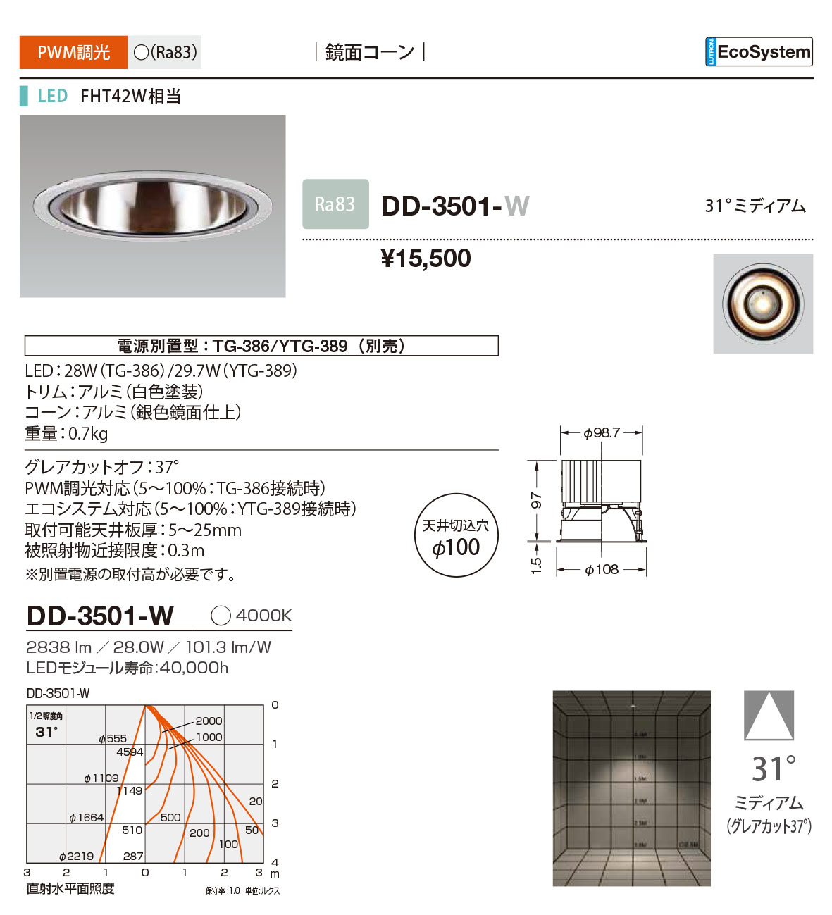 DD-3501-W RcƖ _ECg  100 LED F  31x
