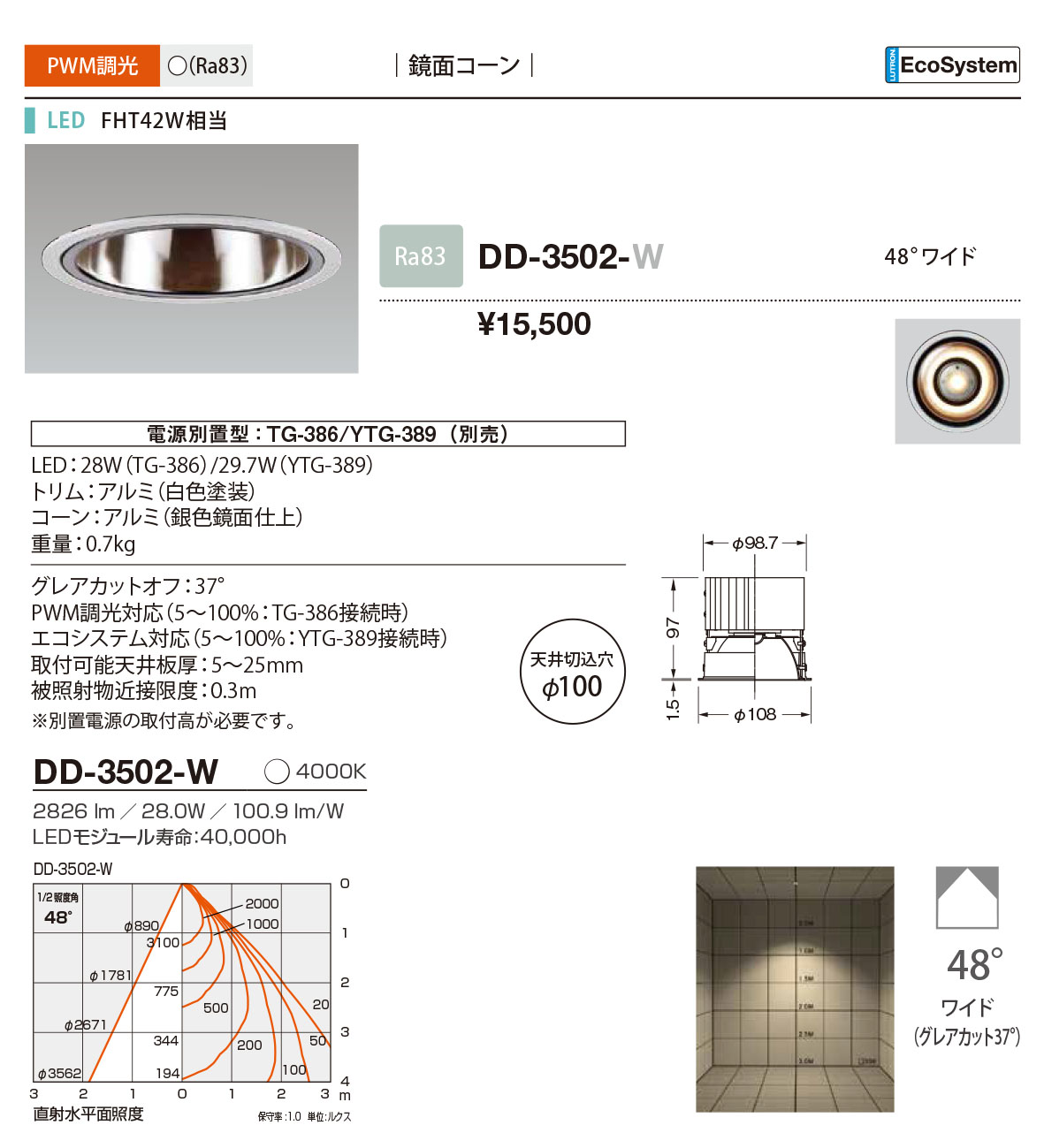 DD-3502-W RcƖ _ECg  100 LED F  48x