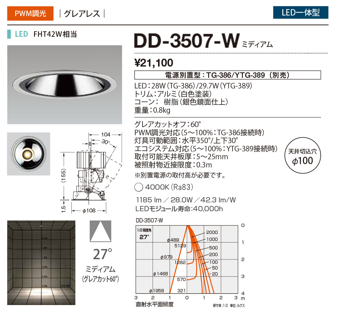 DD-3507-W RcƖ _ECg AWX^u 100 LED F  27x