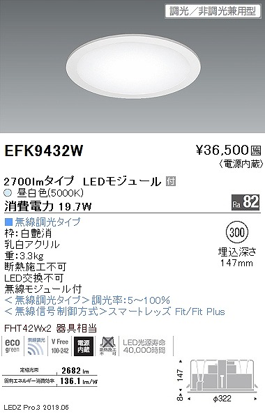 EFK9432W Ɩ tbgx[XCg plt  LED F Fit