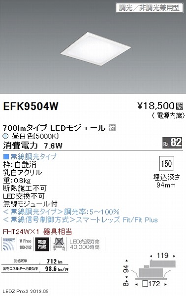 EFK9504W Ɩ tbgx[XCg plt  LED F Fit