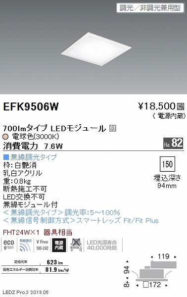 EFK9506W Ɩ tbgx[XCg plt  LED dF Fit