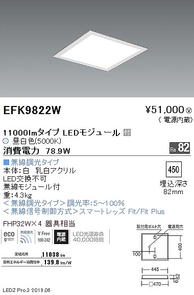 EFK9822W Ɩ XNGAx[XCg plt  LED F Fit