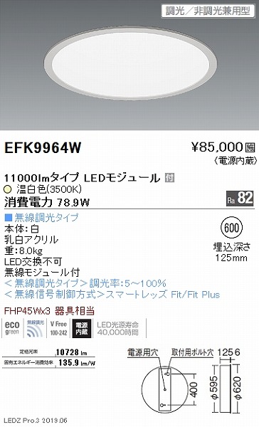 EFK9964W Ɩ ~^x[XCg /񒲌p^ plt 620 LED F Fit