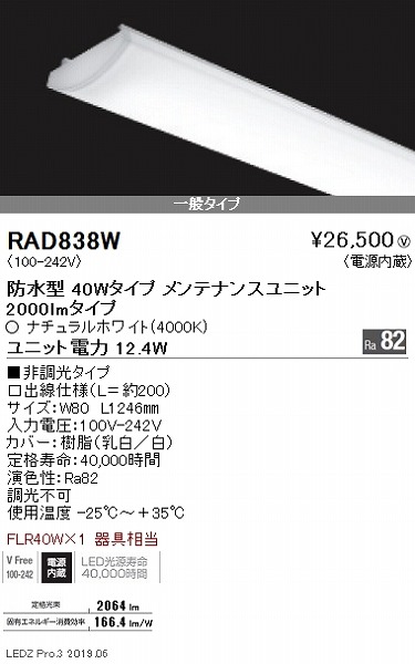 RAD838W Ɩ px[XCg LEDjbg ʃ^Cv 40` F
