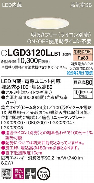 LGD3120LLB1 pi\jbN _ECg zCg 100 LED dF  W (LGB76412LB1 pi)