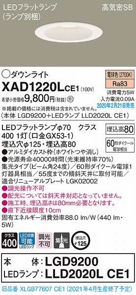 XAD1220LCE1 pi\jbN _ECg zCg 125 LEDidFj W (XLGB77607CE1 i)