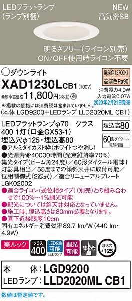 XAD1230LCB1 pi\jbN _ECg zCg 125 LED dF  gU (LGB73407LB1 pi)