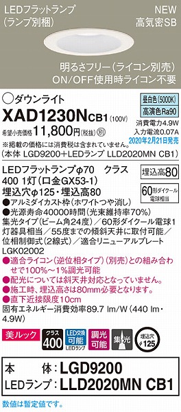 XAD1230NCB1 pi\jbN _ECg zCg 125 LED F  gU (LGB73405LB1 pi)