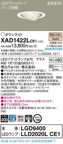 XAD1422LCE1 pi\jbN jo[T_ECg zCg 100 LEDidFj W (XLGB77672CE1 i)