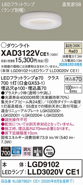 XAD3122VCE1 pi\jbN _ECg NA 100 LEDiFj W (XLGB78621CE1 i)