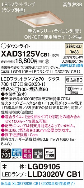 XAD3125VCB1 pi\jbN a_ECg  100 LED F  W (XLGB78636CB1 i)
