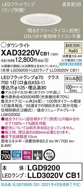 XAD3220VCB1 pi\jbN _ECg zCg 125 LED F  W (XLGB78606CB1 i)