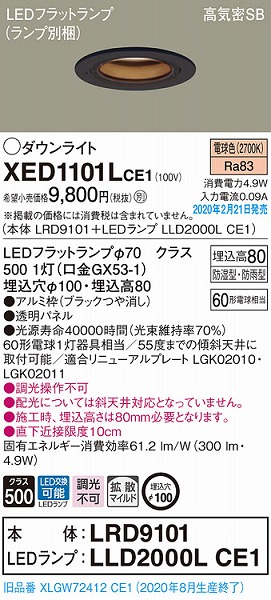 XED1101LCE1 pi\jbN p_ECg ubN 100 LEDidFj gU (XLGW72412CE1 pi)