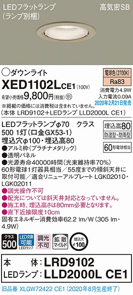 XED1102LCE1 pi\jbN p_ECg v`i 100 LEDidFj gU (XLGW72422CE1 i)