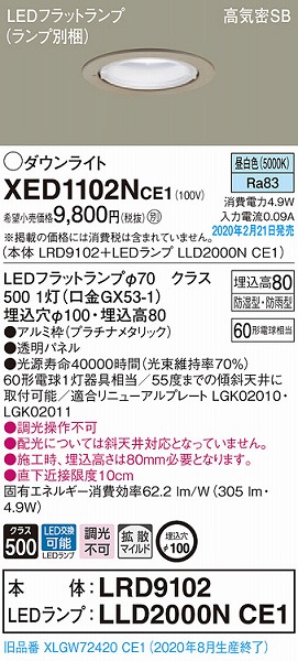 XED1102NCE1 pi\jbN p_ECg v`i 100 LEDiFj gU (XLGW72420CE1 i)
