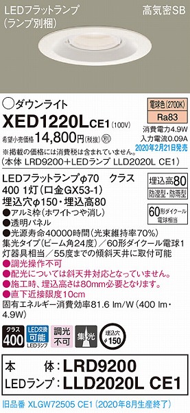 XED1220LCE1 pi\jbN p_ECg zCg 150 LEDidFj W (XLGW72505CE1 i)