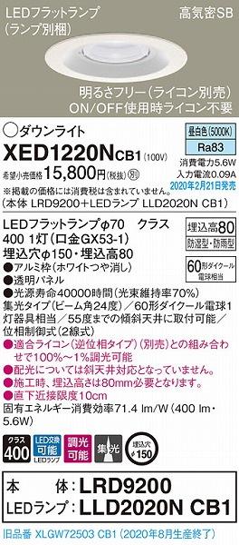 XED1220NCB1 pi\jbN p_ECg zCg 150 LED F  W (XLGW72503CB1 i)