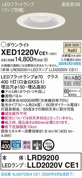 XED1220VCE1 pi\jbN p_ECg zCg 150 LEDiFj W (XLGW72504CE1 i)