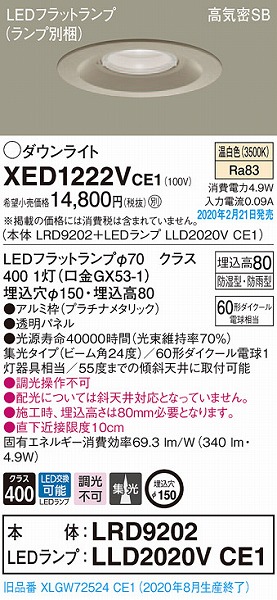 XED1222VCE1 pi\jbN p_ECg v`i 150 LEDiFj W (XLGW72524CE1 i)