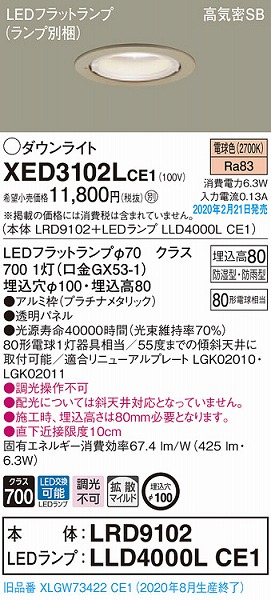 XED3102LCE1 pi\jbN p_ECg v`i 100 LEDidFj gU (XLGW73422CE1 i)