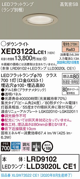 XED3122LCE1 pi\jbN p_ECg v`i 100 LEDidFj W (XLGW73522CE1 i)