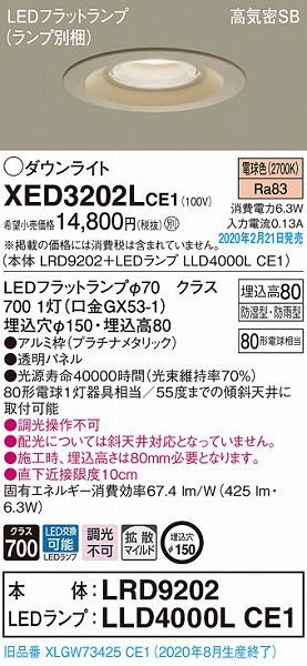 XED3202LCE1 pi\jbN p_ECg v`i 150 LEDidFj gU (XLGW73425CE1 i)