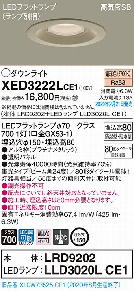 XED3222LCE1 pi\jbN p_ECg v`i 150 LEDidFj W (XLGW73525CE1 i)