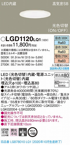 LGD1120LQ1 pi\jbN _ECg zCg LEDiFؑցj W (LGB78010LQ1 pi)