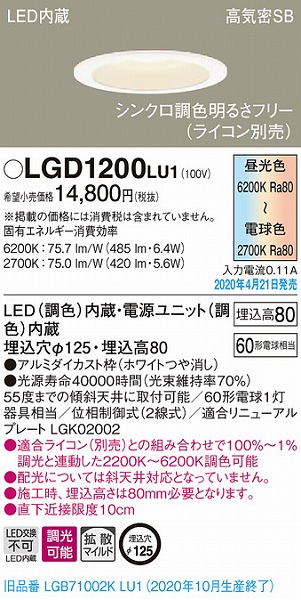 LGD1200LU1 pi\jbN _ECg zCg LED F  gU (LGB71002KLU1 pi)