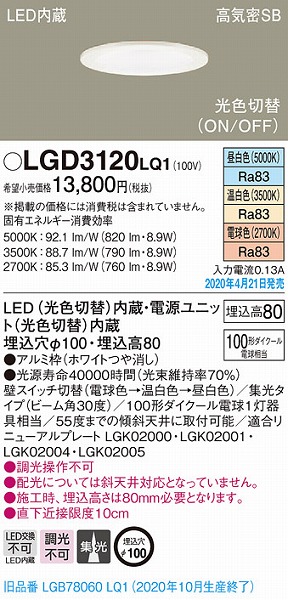 LGD3120LQ1 pi\jbN _ECg zCg LEDiFؑցj W (LGB78060LQ1 pi)