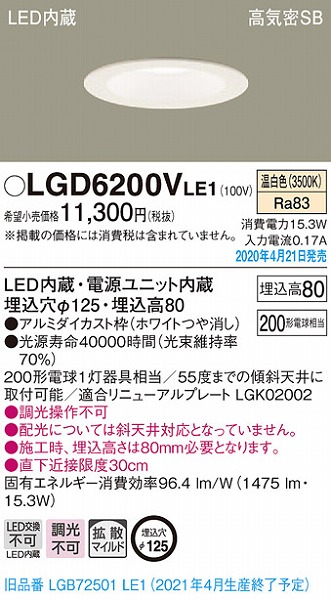 LGD6200VLE1 pi\jbN _ECg zCg LEDiFj gU (LGB72501LE1 pi)