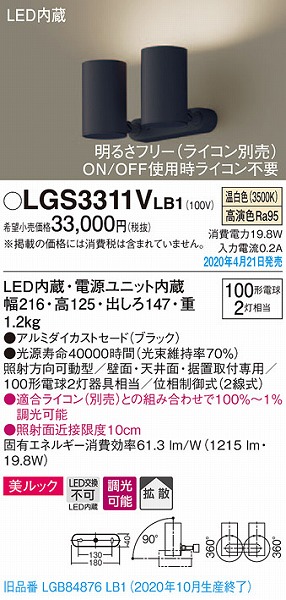 LGS3311VLB1 pi\jbN X|bgCg ubN LED F  gU (LGB84876LB1 pi)