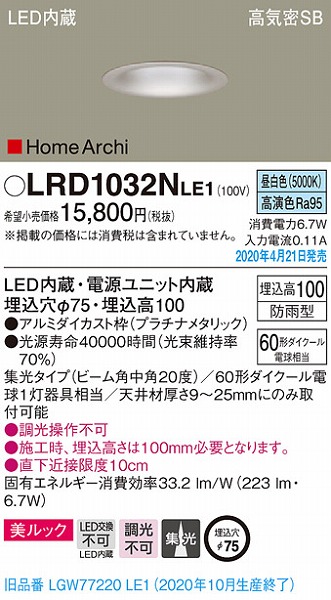 LRD1032NLE1 pi\jbN p_ECg v`i LEDiFj W (LGW77220LE1 pi)