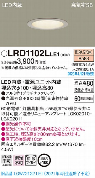 LRD1102LLE1 pi\jbN p_ECg v`i LEDidFj gU (LGW72122LE1 pi)