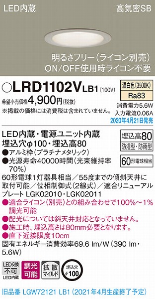 LRD1102VLB1 pi\jbN p_ECg v`i LED F  gU (LGW72121LB1 pi)