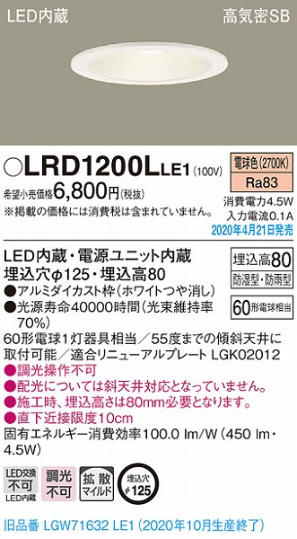 LRD1200LLE1 pi\jbN p_ECg zCg LEDidFj gU (LGW71632LE1 pi)