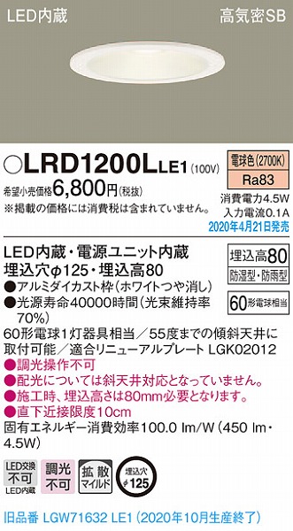 LRD1200LLE1 pi\jbN p_ECg zCg LEDidFj gU (LGW71632LE1 pi)