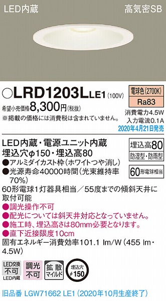 LRD1203LLE1 pi\jbN p_ECg zCg LEDidFj gU (LGW71662LE1 pi)