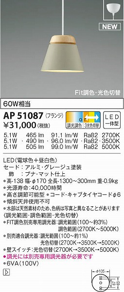 AP51087 RCY~ ^y_gCg O[ LED Fؑ 