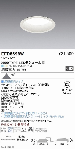 EFD8698W Ɩ _ECg  125 LED F Fit gU